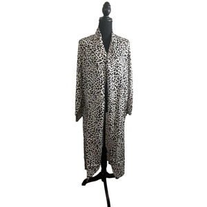 Krisa Hi-Low Morocco Leopard Print Cardigan Duster Size L NEW